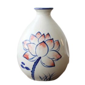 500ml Hand Painted Ceramic Wine Jar Antique Style Empty Wine Jug Chinese Style Lotus Flower Wine Bottle Small Wine Vase