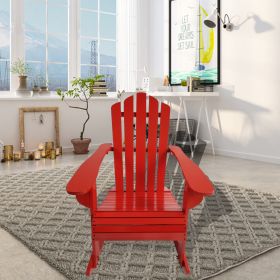 Reclining Wooden Outdoor Rocking Adirondack chair, Red