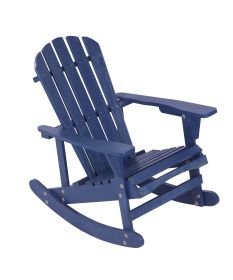 Adirondack Rocking Chair Solid Wood Chairs Finish Outdoor Furniture for Patio, Backyard, Garden - Navy Blue
