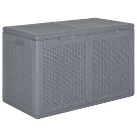 Patio Storage Box Gray PP Rattan 47.6 gal