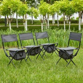 4-piece Folding Outdoor Chair with Storage Bag, Portable Chair for indoor, Outdoor Camping, Picnics and Fishing,Grey