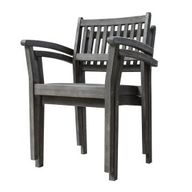 Renaissance Outdoor Patio Hand-scraped Wood Stacking Armchair (Set of 2)