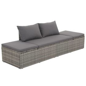 Patio Bed Gray 76.8"x23.6" Poly Rattan