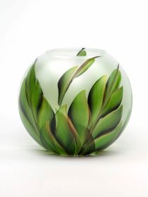 Handpainted Glass Vase for Flowers | Painted Art Glass Vase | Interior Design Home Room Decor Tropical | Table vase 6 inch