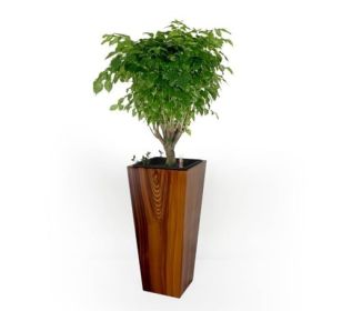 13" Composite Self-watering Cylinder Square Planter Box - High - Dark Wood
