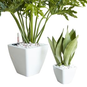 2-Pack Smart Self-watering Planter Pot for Indoor and Outdoor - White - Square Cone