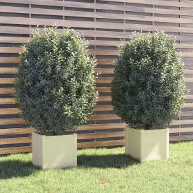Garden Planters 2 pcs White 15.7"x15.7"x15.7" Solid Wood Pine