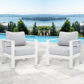 Small Comfy Couch White Aluminum Single Sofa Outdoor Couch Patio Furniture Set Of 2 Pieces