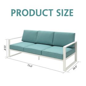 Patio 3 Seater Outdoor Sofa Pool Couch Light Green Sofa Chair With Metal Aluminum Furniture