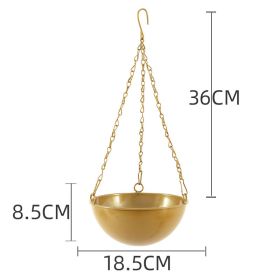 Nordic Metal Hanging Chain Flower Pot Iron Hanging Flower Basket Vase Plant Hanging Planter For Home Garden Balcony Decoration (Color: Basic Gold, Ships From: China)