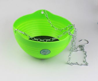 Self-Watering Pot with Drainer Indoor Outdoor Hanging Planter (Color: Green)