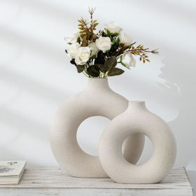 New Style Biscuit Vase Frosted Particle Flower Arranging Device (Color: Off white, Style: Small)