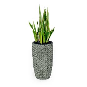 10.6" Self-watering Wicker Planter - Garden Decoration Pot - Gray - Round (Color: as Pic)